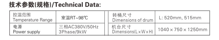 圆桶打色机 DR-1P技术参数